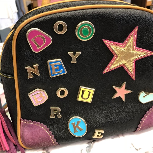 Dooney And Burke Navy Blue Leather Star Patch Satchel - Lindsey Lohan - Picture 2 of 8